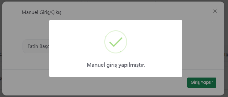 İşlem tamamlandı ekranı