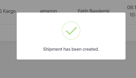 cargo add completed screen
