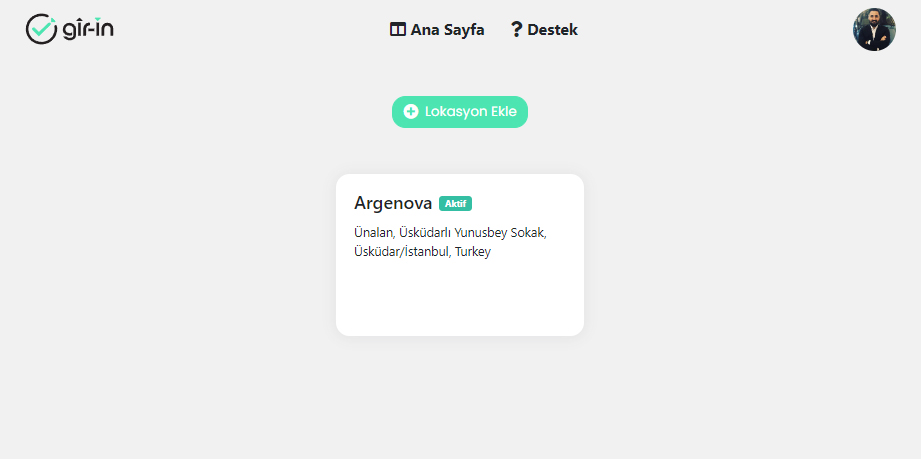 Gir-in lokasyon ekranı