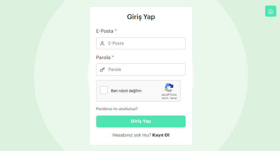 Gir-in giriş ekranı 
