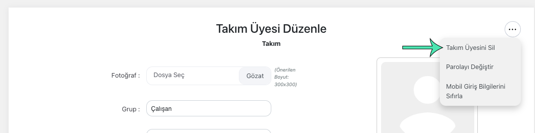 Takım üyesi düzenleme