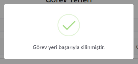 İşlem tamamlandı ekranı