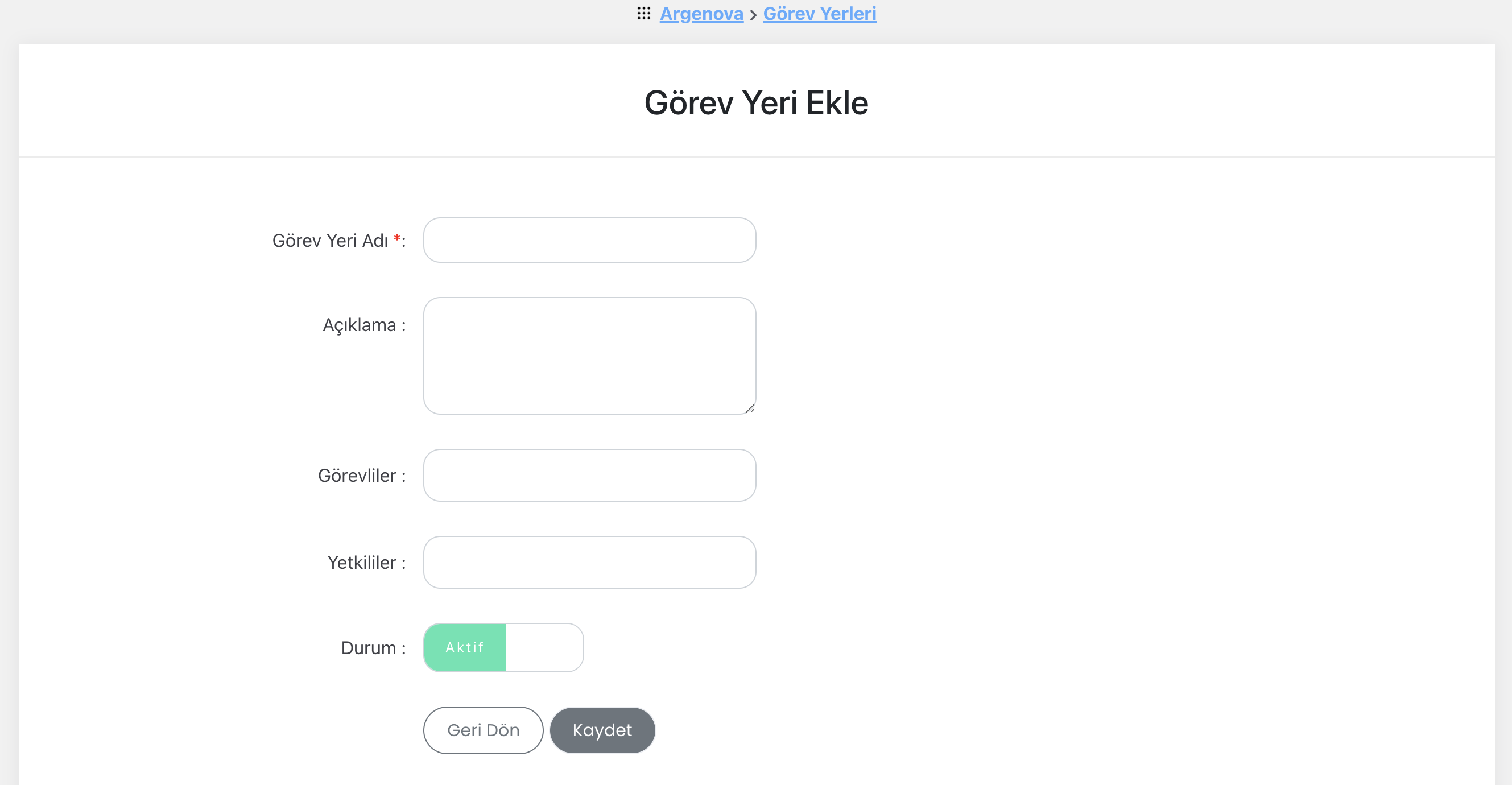 Gir-in Görev Yeri Ekle